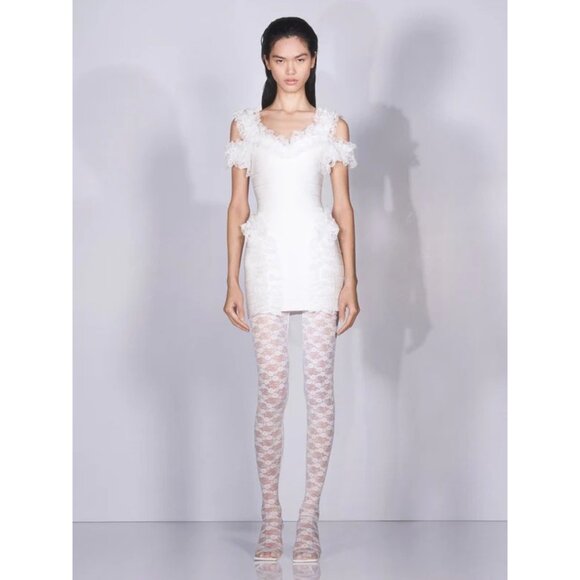 self-portrait x Christopher Kane Lace Tights in White Small New Nylons Pantyhose - Picture 8 of 12